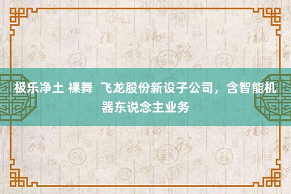 极乐净土 裸舞  飞龙股份新设子公司，含智能机器东说念主业务